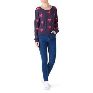WILDFOX Blue and Red Libby Laura Sweater SMALL